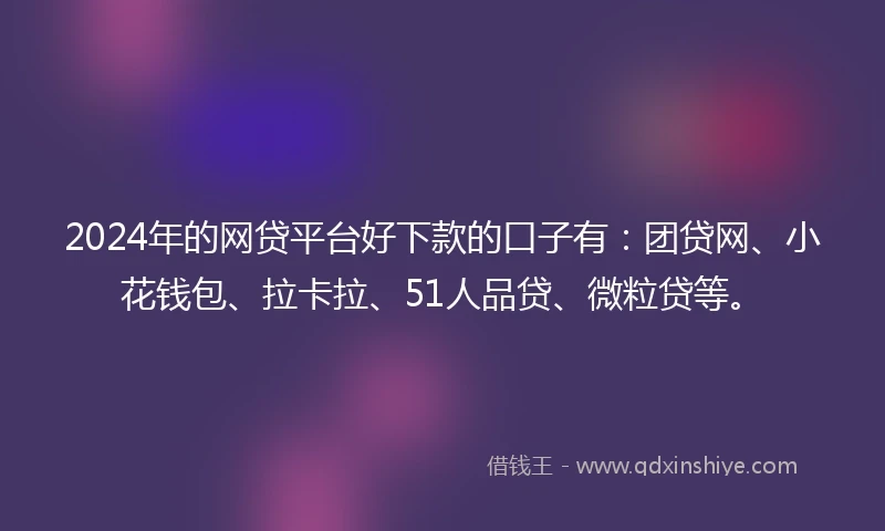 2024年的网贷平台好下款的口子有：团贷网、小花钱包、拉卡拉、51人品贷、微粒贷等。