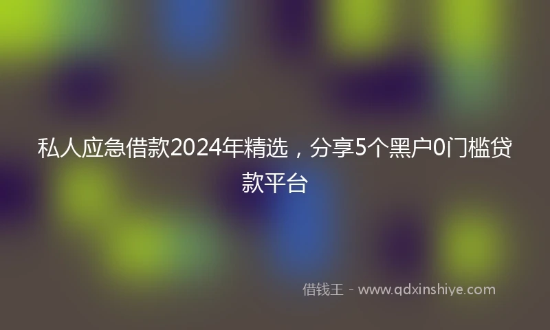 私人应急借款2024年精选，分享5个黑户0门槛贷款平台