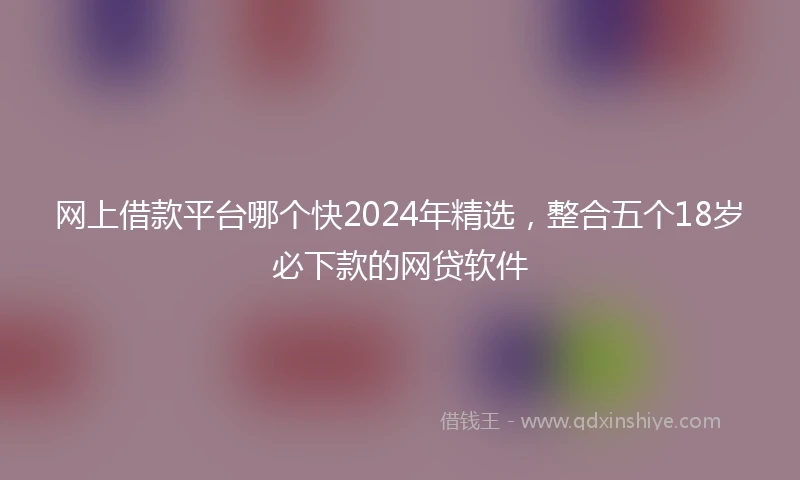 网上借款平台哪个快2024年精选，整合五个18岁必下款的网贷软件