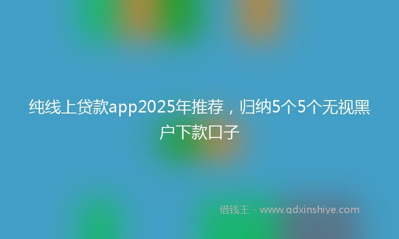 纯线上贷款app2025年推荐，归纳5个5个无视黑户下款口子