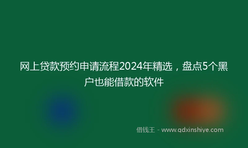 网上贷款预约申请流程2024年精选，盘点5个黑户也能借款的软件