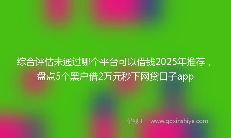 综合评估未通过哪个平台可以借钱2025年推荐，盘点5个黑户借2万元秒下网贷口子app