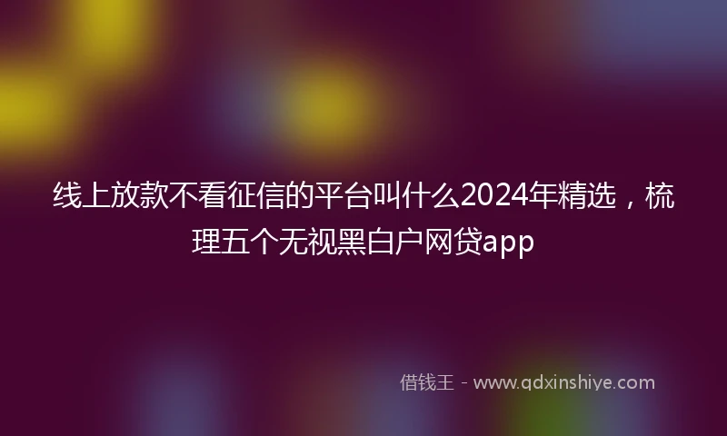 线上放款不看征信的平台叫什么2024年精选，梳理五个无视黑白户网贷app