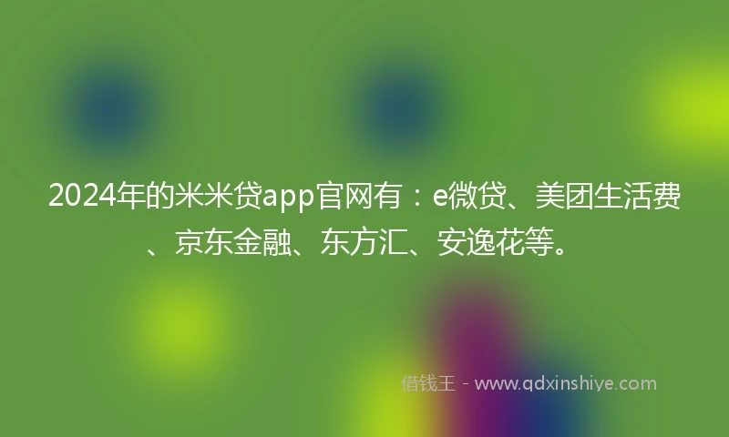 2024年的米米贷app官网有：e微贷、美团生活费、京东金融、东方汇、安逸花等。