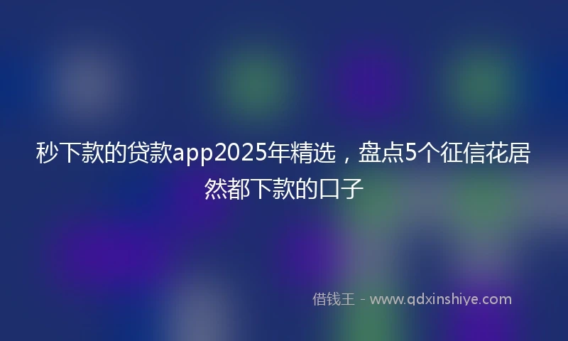 秒下款的贷款app2025年精选，盘点5个征信花居然都下款的口子