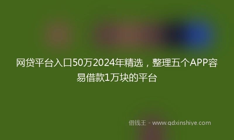 网贷平台入口50万2024年精选，整理五个APP容易借款1万块的平台