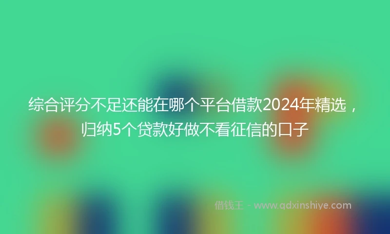 综合评分不足还能在哪个平台借款2024年精选，归纳5个贷款好做不看征信的口子