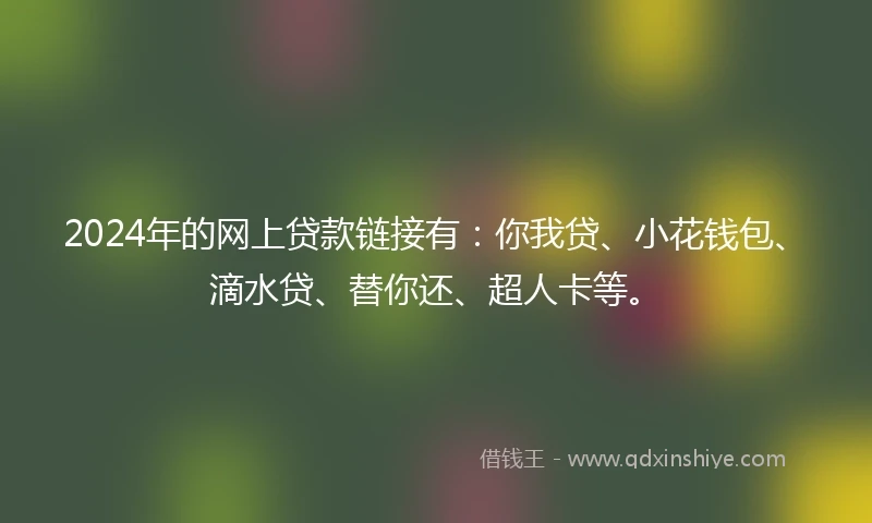 2024年的网上贷款链接有：你我贷、小花钱包、滴水贷、替你还、超人卡等。