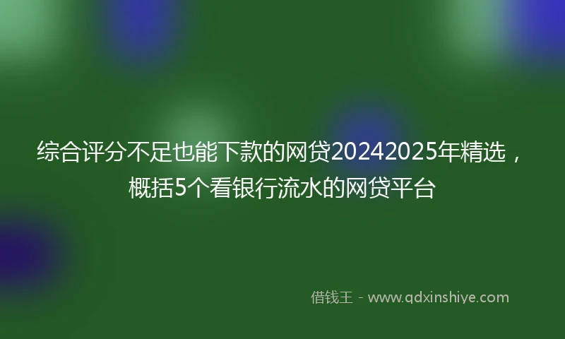 综合评分不足也能下款的网贷20242025年精选，概括5个看银行流水的网贷平台
