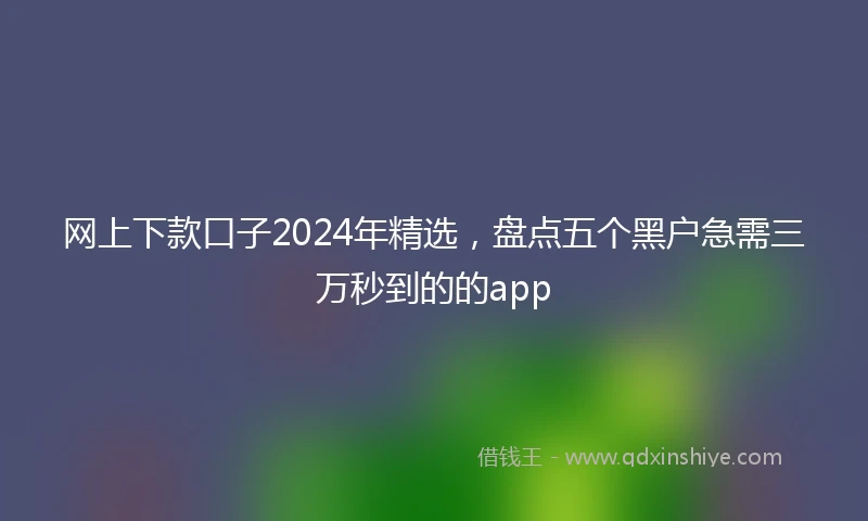 网上下款口子2024年精选，盘点五个黑户急需三万秒到的的app
