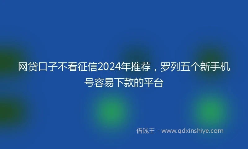 网贷口子不看征信2024年推荐，罗列五个新手机号容易下款的平台
