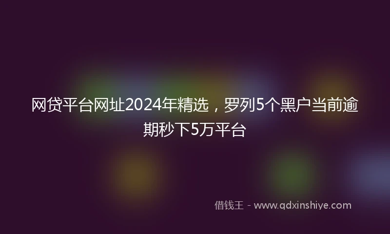 网贷平台网址2024年精选，罗列5个黑户当前逾期秒下5万平台