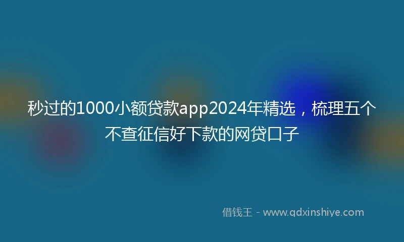 秒过的1000小额贷款app2024年精选，梳理五个不查征信好下款的网贷口子