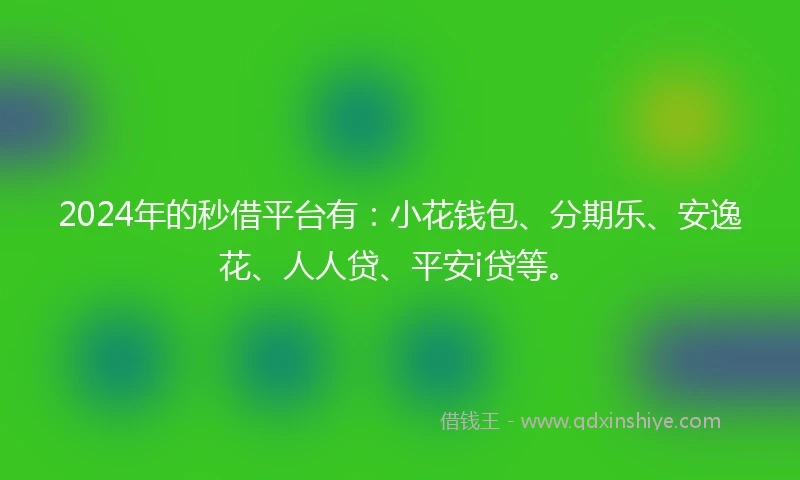 2024年的秒借平台有：小花钱包、分期乐、安逸花、人人贷、平安i贷等。