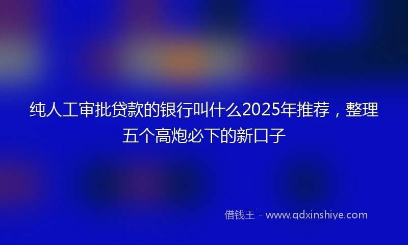 纯人工审批贷款的银行叫什么2025年推荐，整理五个高炮必下的新口子