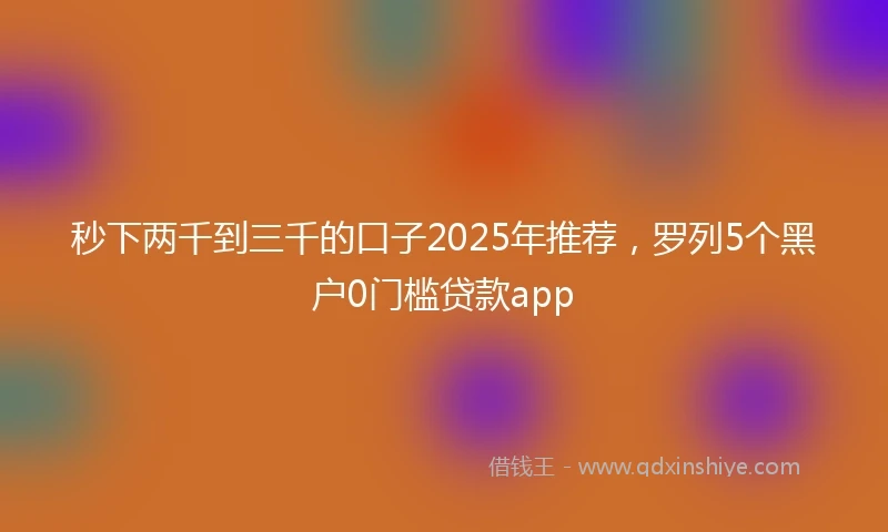 秒下两千到三千的口子2025年推荐，罗列5个黑户0门槛贷款app