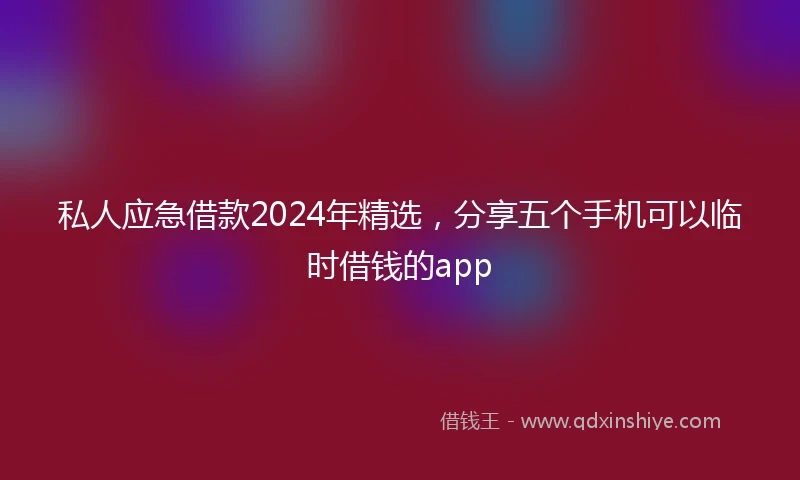 私人应急借款2024年精选，分享五个手机可以临时借钱的app
