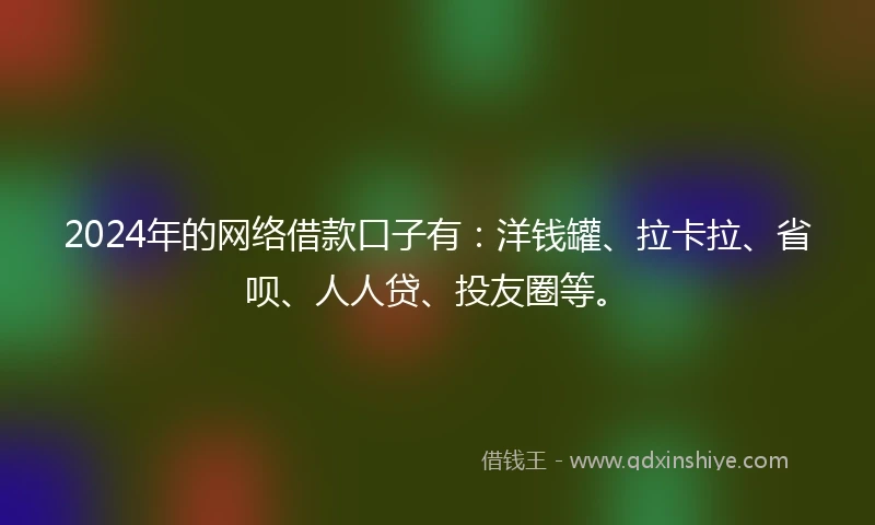 2024年的网络借款口子有：洋钱罐、拉卡拉、省呗、人人贷、投友圈等。