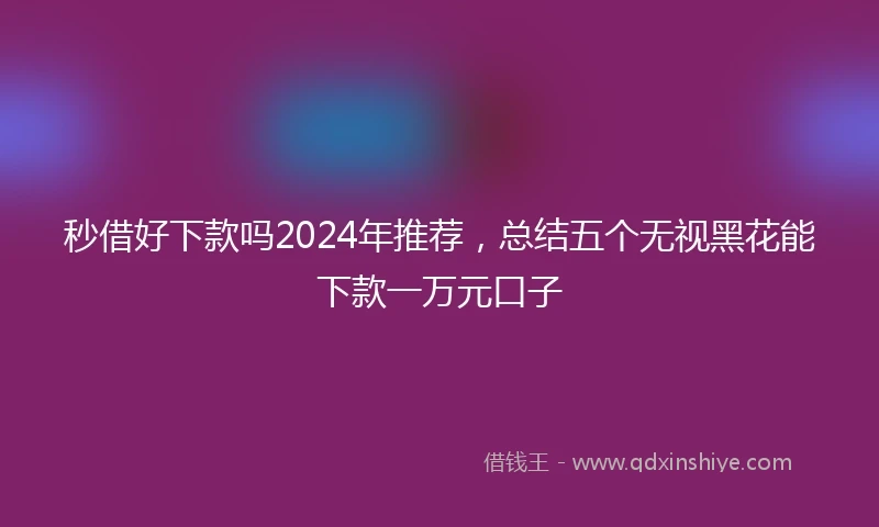 秒借好下款吗2024年推荐，总结五个无视黑花能下款一万元口子