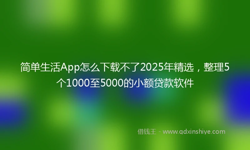 简单生活App怎么下载不了2025年精选，整理5个1000至5000的小额贷款软件