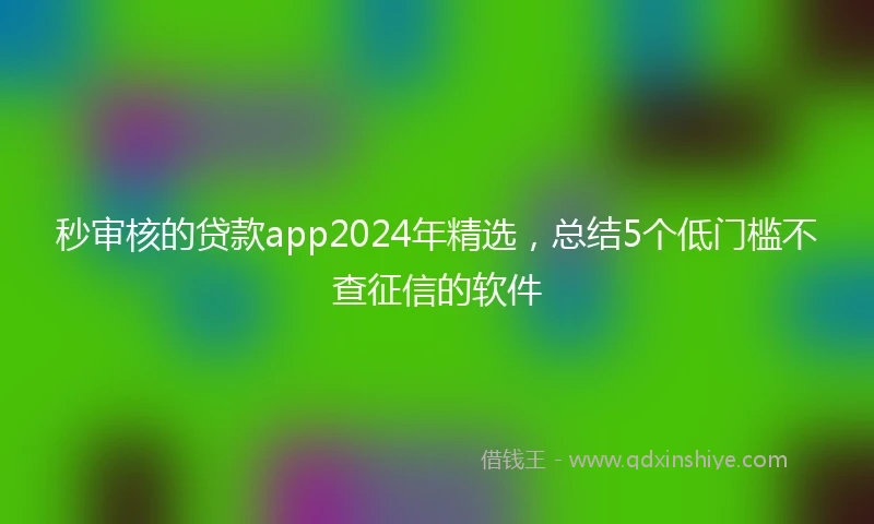 秒审核的贷款app2024年精选，总结5个低门槛不查征信的软件