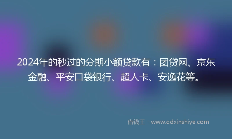 2024年的秒过的分期小额贷款有：团贷网、京东金融、平安口袋银行、超人卡、安逸花等。