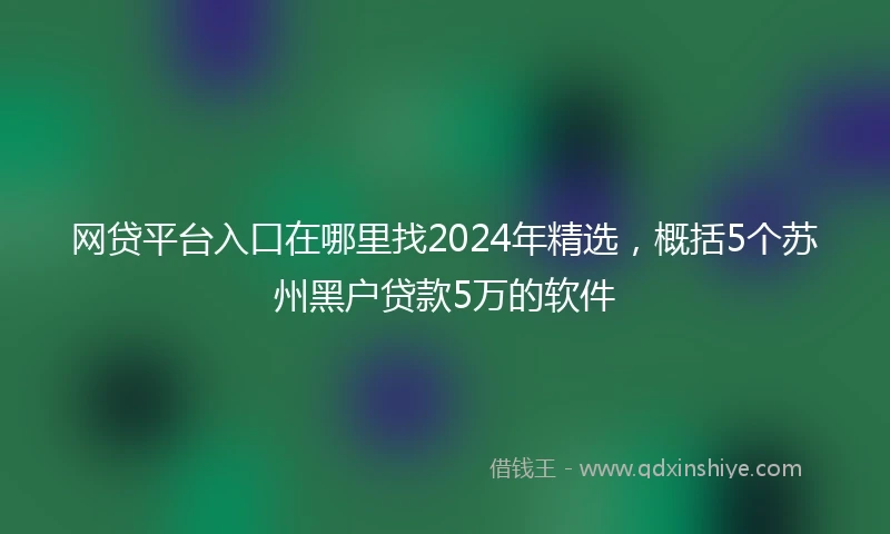 网贷平台入口在哪里找2024年精选，概括5个苏州黑户贷款5万的软件