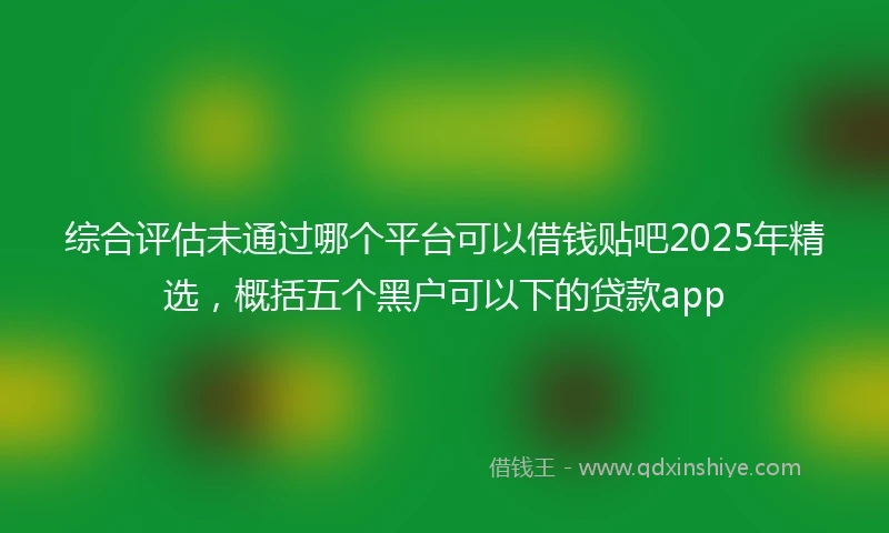 综合评估未通过哪个平台可以借钱贴吧2025年精选，概括五个黑户可以下的贷款app