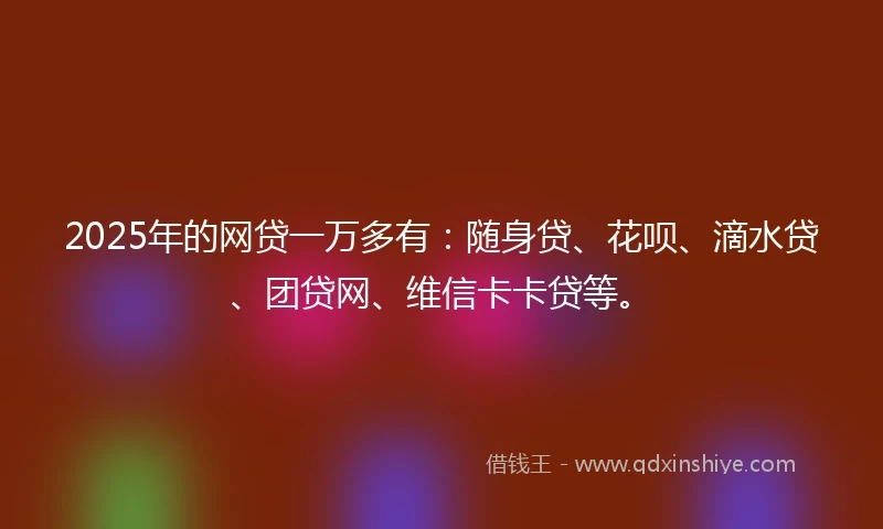 2025年的网贷一万多有：随身贷、花呗、滴水贷、团贷网、维信卡卡贷等。