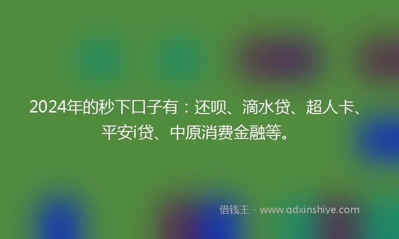 2024年的秒下口子有：还呗、滴水贷、超人卡、平安i贷、中原消费金融等。