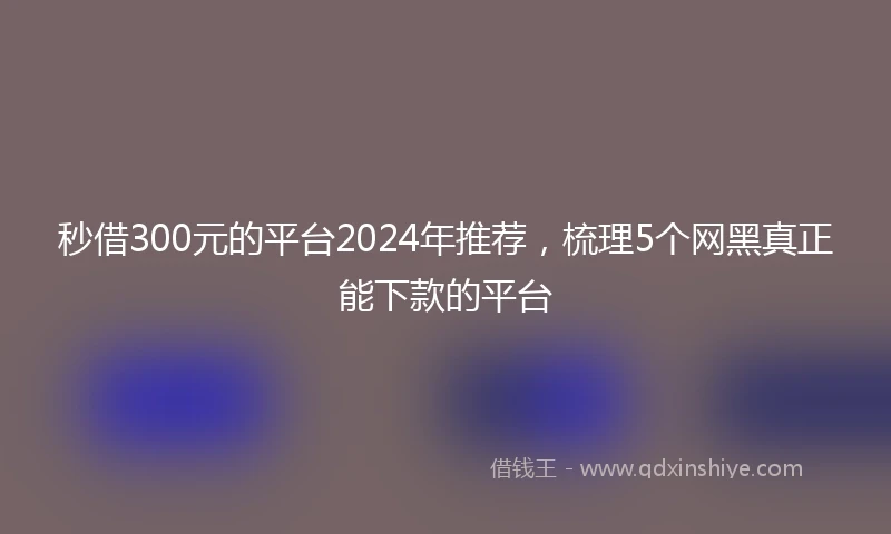 秒借300元的平台2024年推荐，梳理5个网黑真正能下款的平台