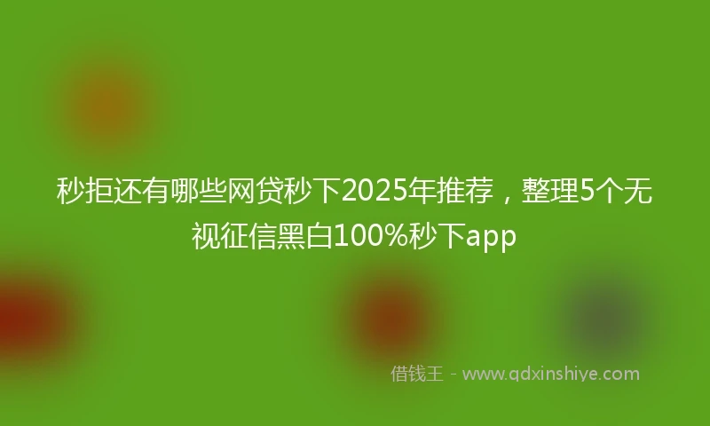 秒拒还有哪些网贷秒下2025年推荐，整理5个无视征信黑白100%秒下app
