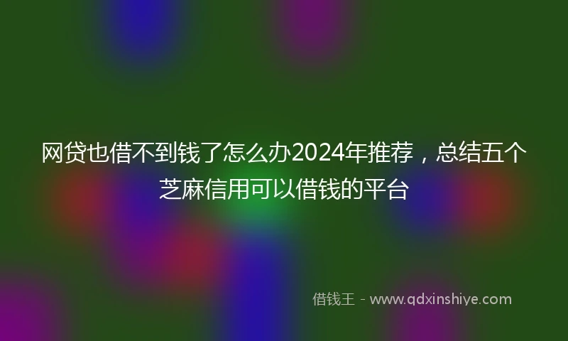 网贷也借不到钱了怎么办2024年推荐，总结五个芝麻信用可以借钱的平台