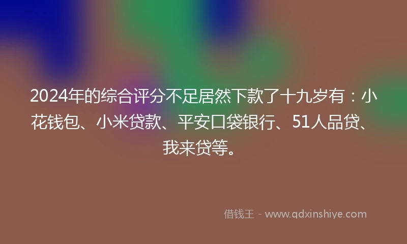 2024年的综合评分不足居然下款了十九岁有:小花钱包、小米贷款、平安口袋银行、51人品贷、我来贷等。