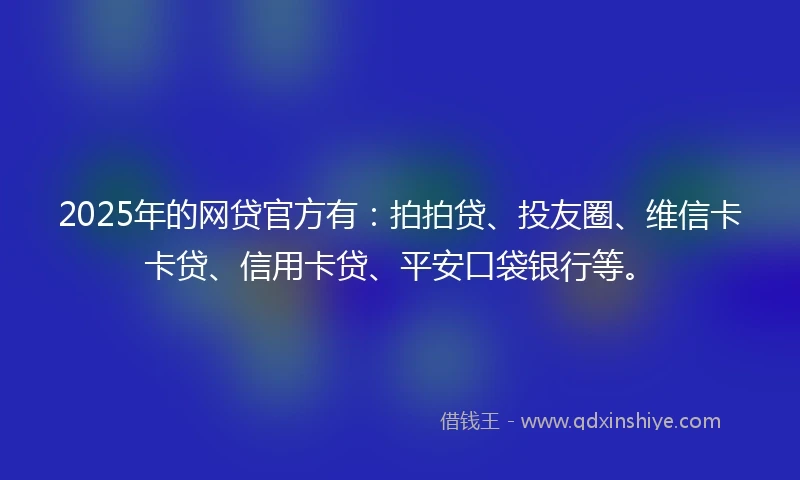 2025年的网贷官方有：拍拍贷、投友圈、维信卡卡贷、信用卡贷、平安口袋银行等。