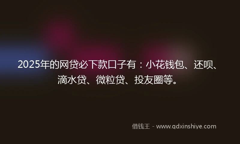 2025年的网贷必下款口子有：小花钱包、还呗、滴水贷、微粒贷、投友圈等。
