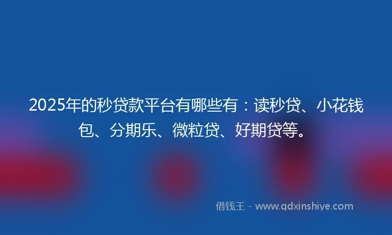 2025年的秒贷款平台有哪些有：读秒贷、小花钱包、分期乐、微粒贷、好期贷等。