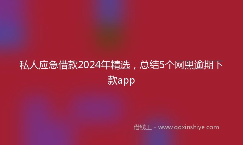 私人应急借款2024年精选，总结5个网黑逾期下款app
