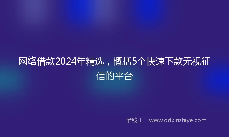 网络借款2024年精选，概括5个快速下款无视征信的平台