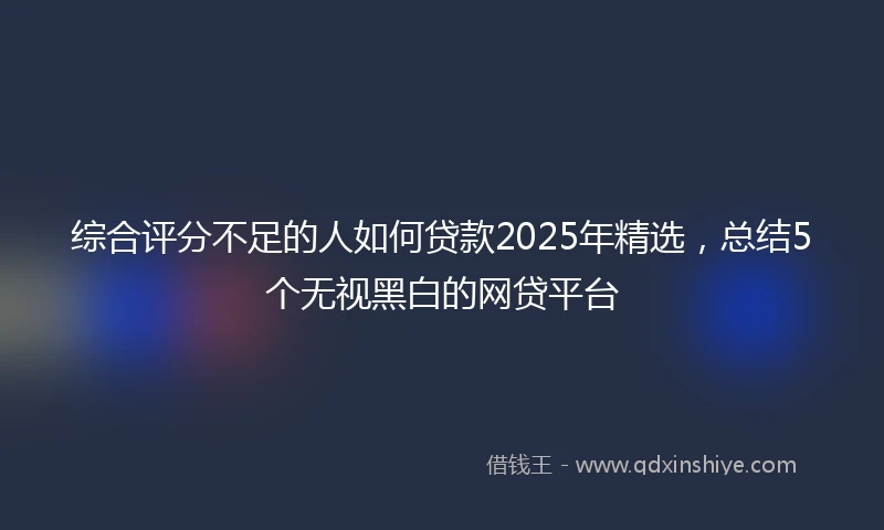综合评分不足的人如何贷款2025年精选，总结5个无视黑白的网贷平台