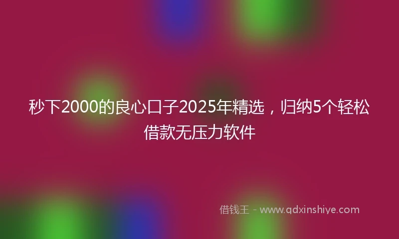 秒下2000的良心口子2025年精选，归纳5个轻松借款无压力软件