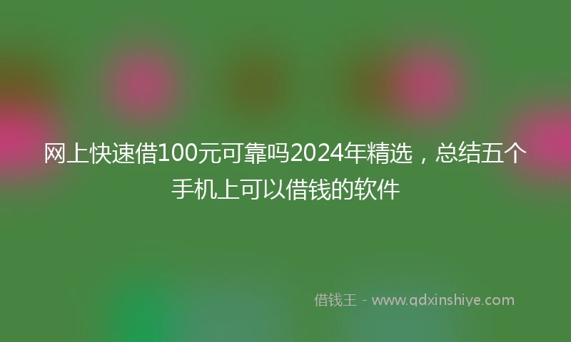 网上快速借100元可靠吗2024年精选，总结五个手机上可以借钱的软件
