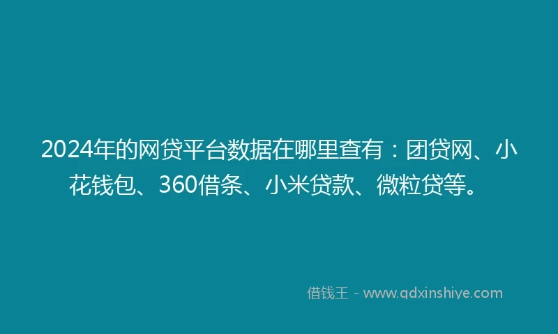 2024年的网贷平台数据在哪里查有：团贷网、小花钱包、360借条、小米贷款、微粒贷等。