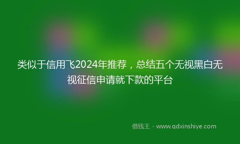 类似于信用飞2024年推荐，总结五个无视黑白无视征信申请就下款的平台