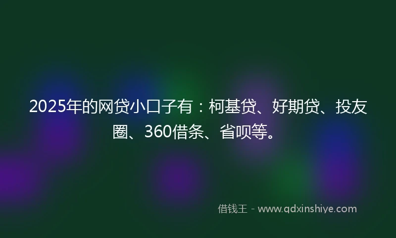2025年的网贷小口子有：柯基贷、好期贷、投友圈、360借条、省呗等。