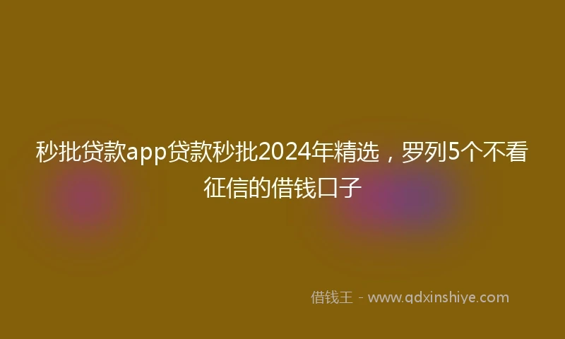 秒批贷款app贷款秒批2024年精选，罗列5个不看征信的借钱口子