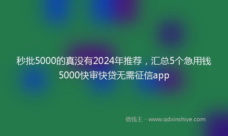 秒批5000的真没有2024年推荐，汇总5个急用钱5000快审快贷无需征信app