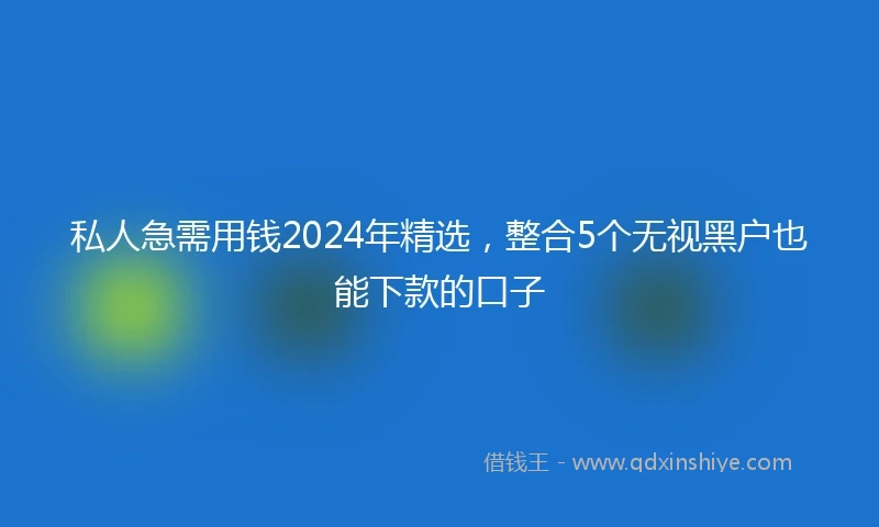 私人急需用钱2024年精选，整合5个无视黑户也能下款的口子