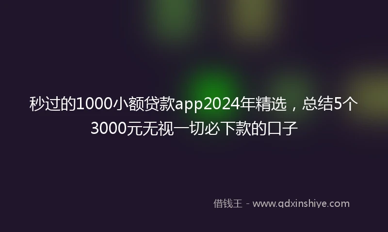 秒过的1000小额贷款app2024年精选，总结5个3000元无视一切必下款的口子