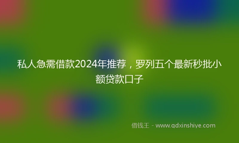 私人急需借款2024年推荐，罗列五个最新秒批小额贷款口子